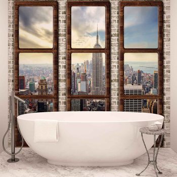 New York City Skyline Window View Valokuvatapetti