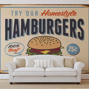 Retro Poster Hamburgers Valokuvatapetti