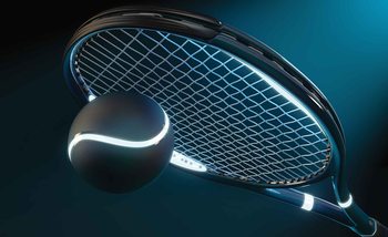 Tennis Racket Ball Neon Valokuvatapetti