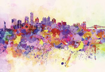 Watercolour City Skyline Valokuvatapetti