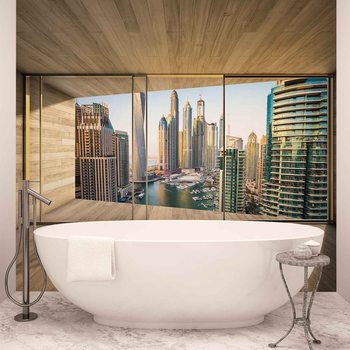 Window Dubai City Skyline Marina Valokuvatapetti