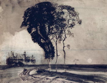 Принти на полотні Landscape with Three Trees, 1850