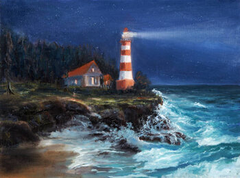 Αυτοκόλλητο Lighthouse at night