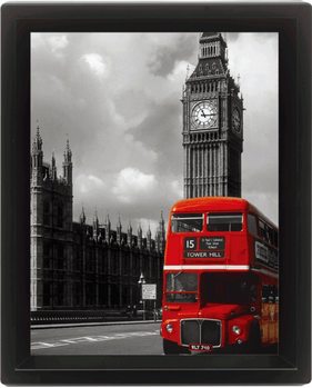 Πλαισιωμένη 3D αφίσα LONDON - red bus