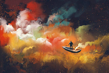 Μπλουζάκι man on a boat in the outer space