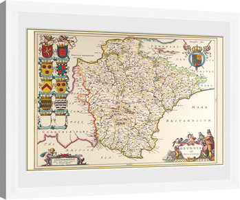 Framed Poster Maps - Devon (White)
