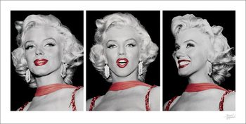 Плакат с рамка Marilyn Monroe - Red Dress Triptych