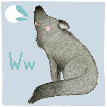 Illustration Alphabet - Wolf