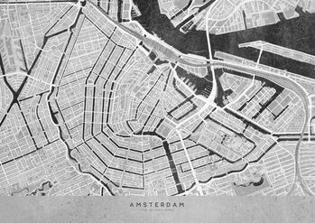 Kartta Gray vintage map of Amsterdam