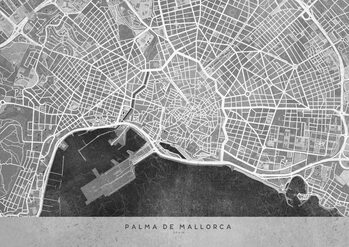 Kartta Gray vintage map of Palma de Mallorca
