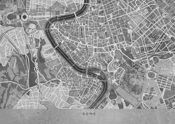 Kartta Gray vintage map of Rome