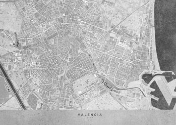 Kartta Gray vintage map of Valencia