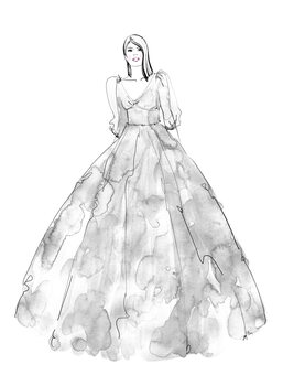 Kuva Gray watercolor dress fashion illustration
