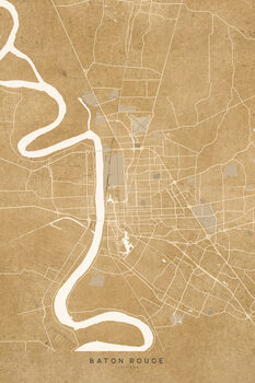 Kartta Map of Baton Rouge, LA, in sepia vintage style