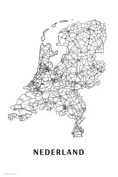 Kartta Nederland black & white