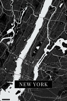 Map New York black
