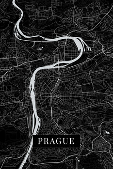 Mapa Prague black