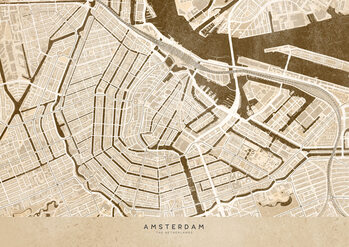 Kartta Sepia vintage map of Amsterdam