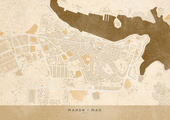 Kartta Sepia vintage map of Mahon