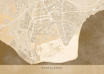 Kartta Sepia vintage map of Maspalomas