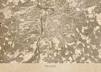 Kartta Sepia vintage map of Prague