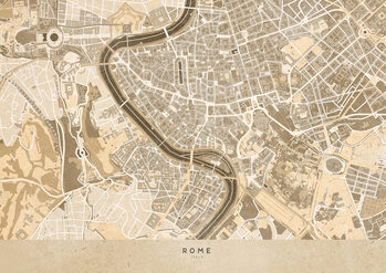 Mapa Sepia vintage map of Rome