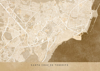Kartta Sepia vintage map of Santa Cruz de Tenerife