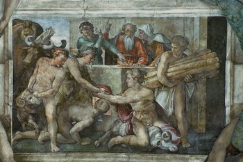 Fine Art Print Sistine Chapel Ceiling: Noah After the Flood