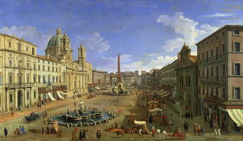 Fine Art Print View of the Piazza Navona, Rome