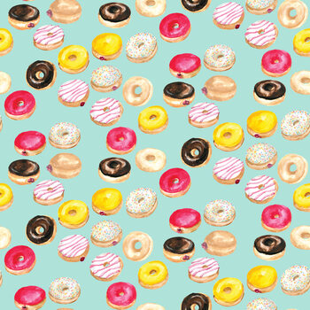 Canvas Print Watercolor donuts in mint