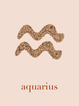 Ilustração Zodiac - Aquarius - Floral Blush