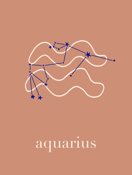 Illustration Zodiac - Aquarius - Terracotta