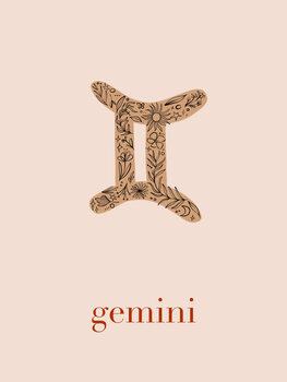 Ilustração Zodiac - Gemini - Floral Blush