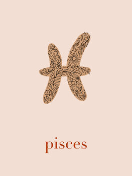 Ilustração Zodiac - Pisces - Floral Blush
