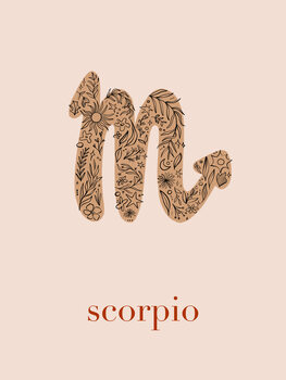 Ilustração Zodiac - Scorpio - Floral Blush