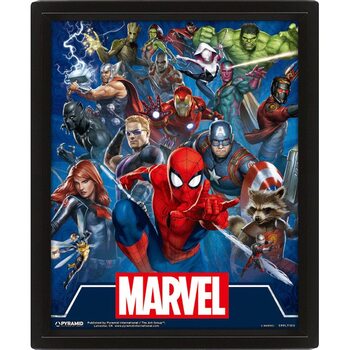 Πλαισιωμένη 3D αφίσα Marvel - Cinematic Icons