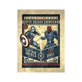 Art Print Marvel Comics - Captain America vs Red Skull