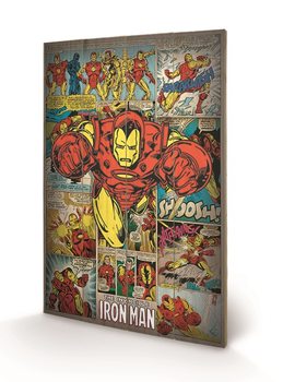 Ξύλινη τέχνη Marvel Comics - Iron Man Retro