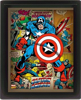 Πλαισιωμένη 3D αφίσα Marvel Retro - Captain America