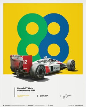 Art Print McLaren MP4/4 - Ayrton Senna - 88 - San Marino GP - 35th Anniversary - 1988