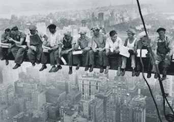 Men on girder - landscape 3D - плакат (poster)