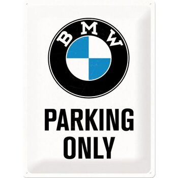 Metal sign BMW Parking Only - White