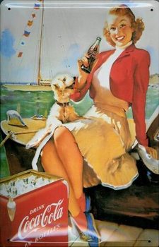 Metal sign COCA COLA - COKE GIRL & DOG 3D