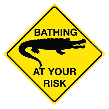 Metal sign CROC - Bathing at your risk