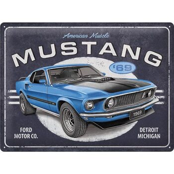Metal sign Ford Mustang 1969 Mach 1 Blue