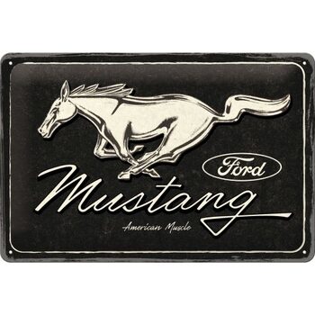 Metal sign Ford Mustang - Horse Logo Black