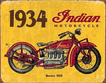 Metal sign INDIAN MOTORCYCLES - 1934