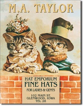 Metal sign M.A.TAYLOR HATS - 2 kittens