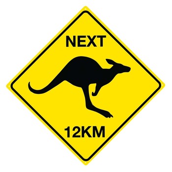 Metal sign Roo - Next 12 km