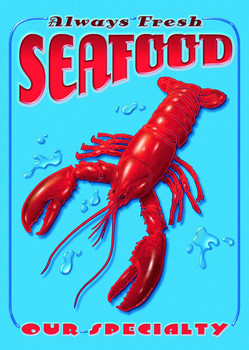 Metal sign SEAFOOD